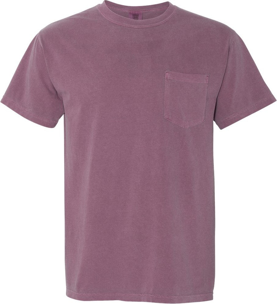 Front View of Berry Garment-Dyed Heavyweight Pocket T-Shirt - 6030