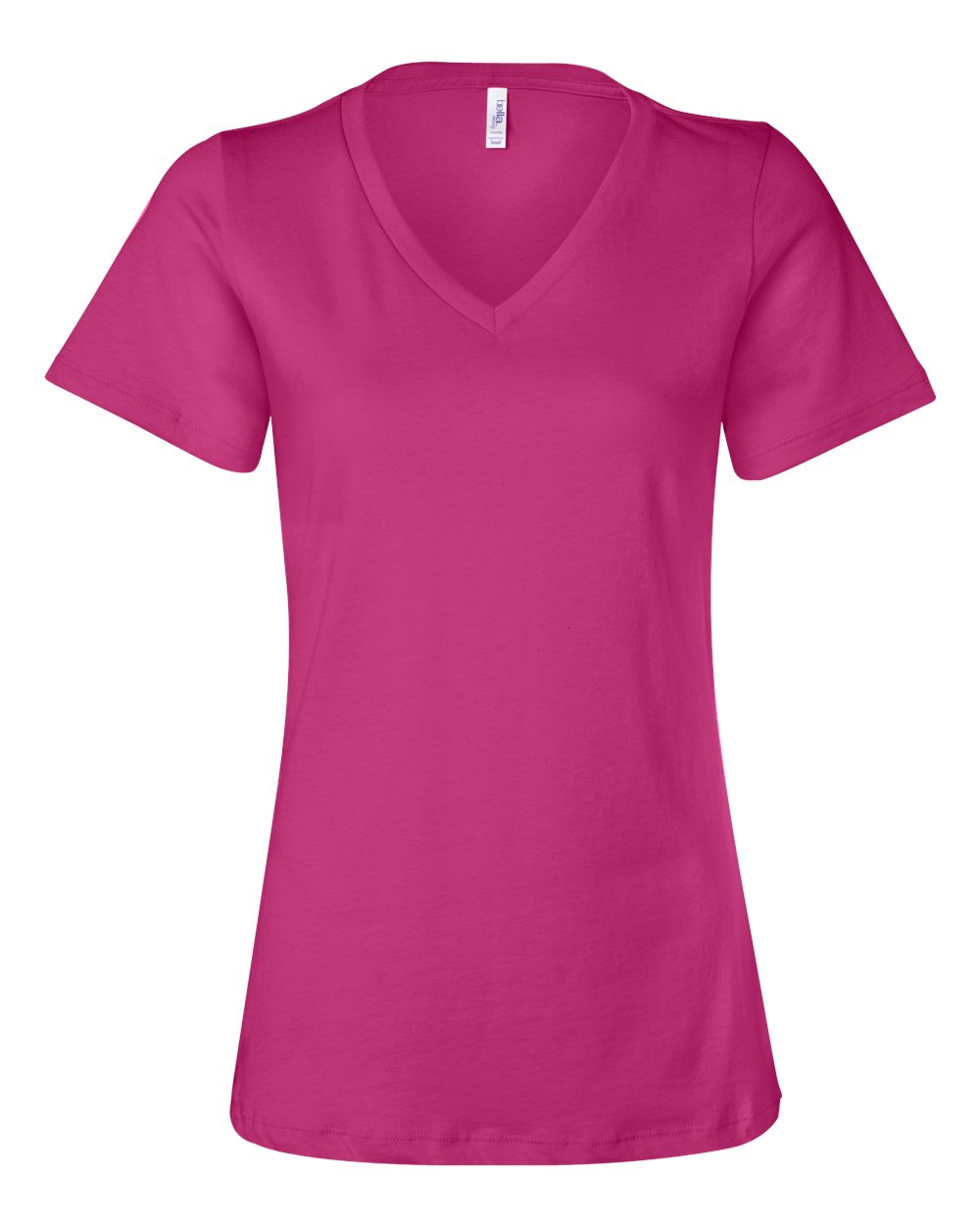 Front View of Berry Women’s Relaxed Jersey V-Neck Tee - 6405