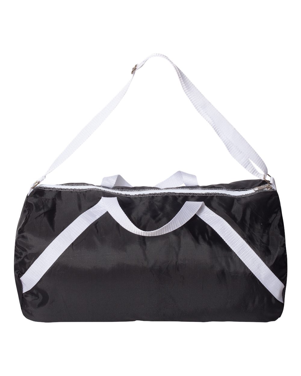 Front View of Black 18" Nylon Roll Duffel Bag - FT004