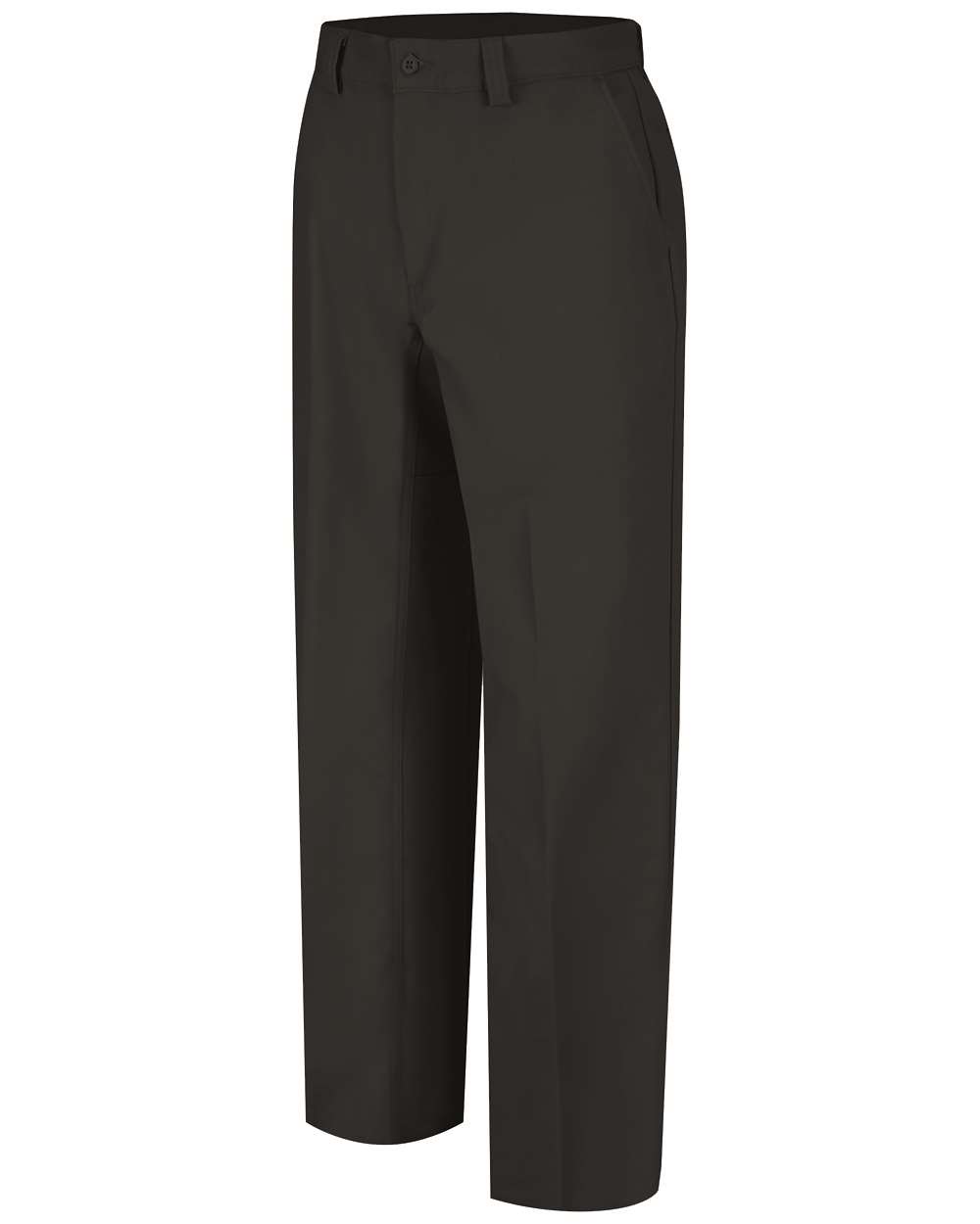 Front View of Black - 32I Plain Front Work Pants - WP70