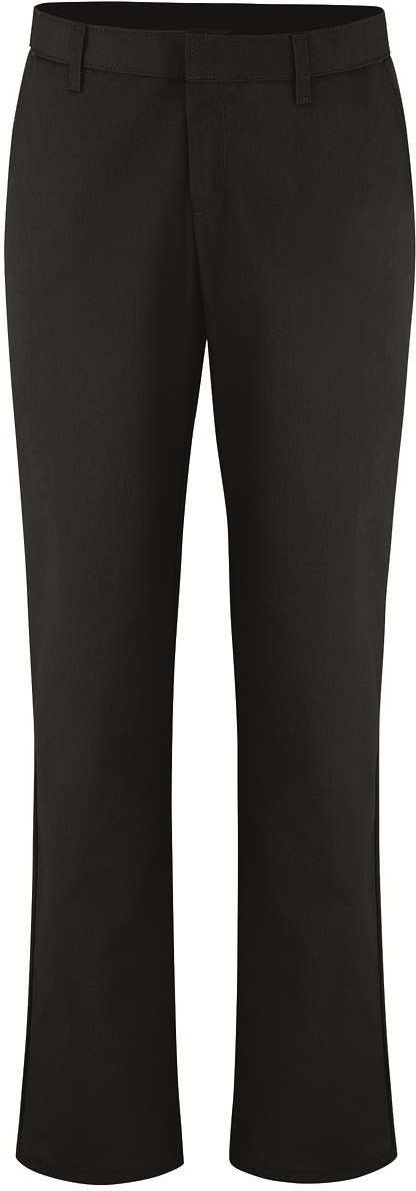 Front View of Black - 32I Women's Industrial Flat Front Pants - Extended Sizes - FP92EXT