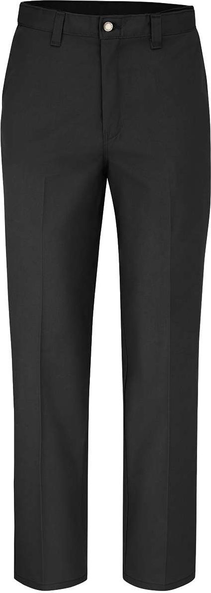 Front View of Black - 34I Premium Industrial Flat Front Comfort Waist Pants - LP70