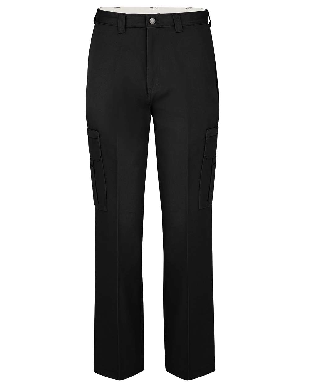 Front View of Black - 37 Unhemmed Industrial Cotton Cargo Pants - LP39
