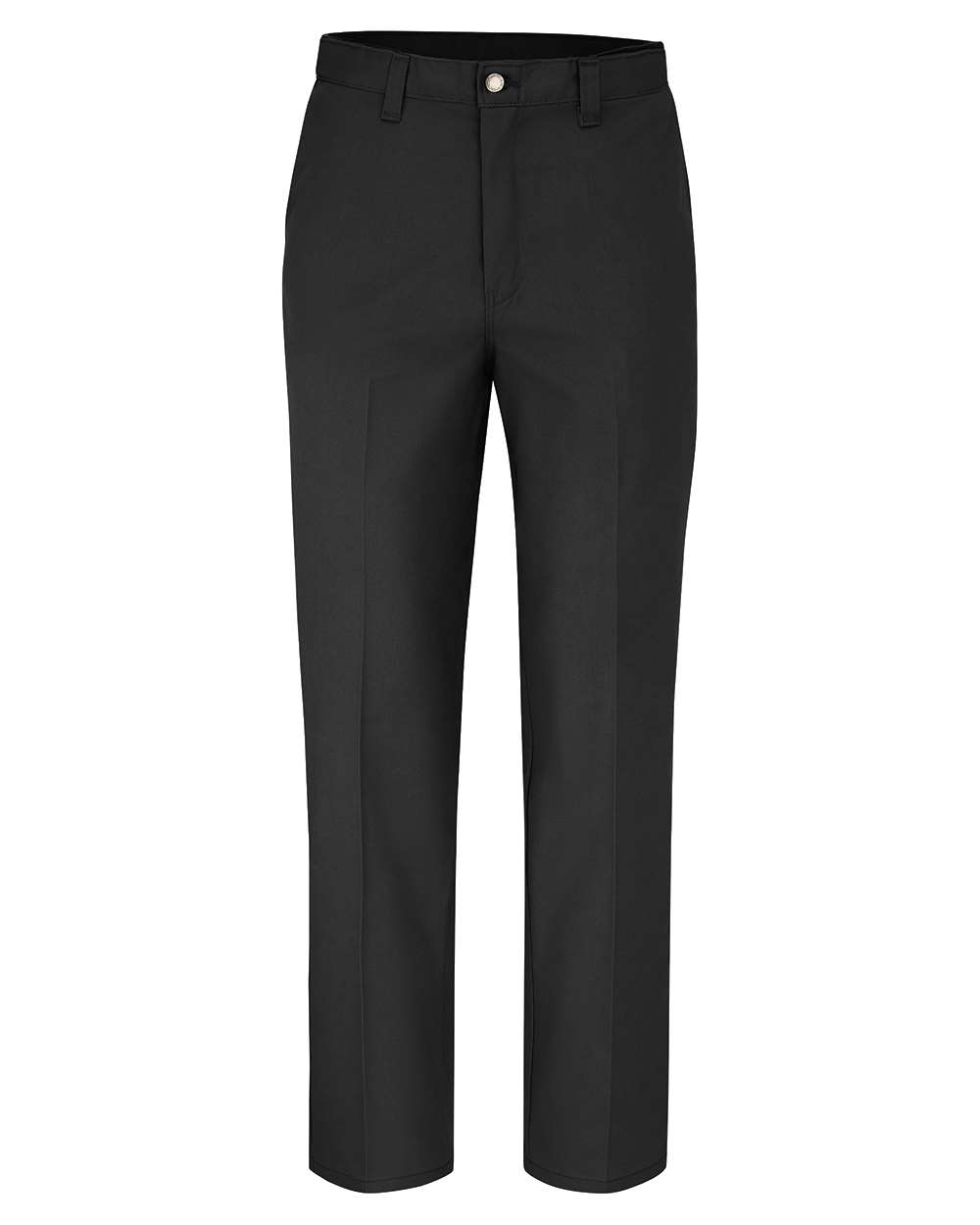 Front View of Black - 37 Unhemmed Premium Industrial Flat Front Comfort Waist Pants - LP70