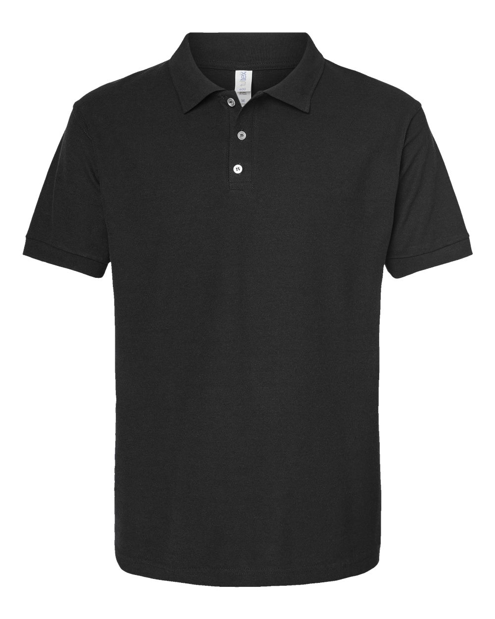 Front View of Black 50/50 Sport Pique Polo - 400