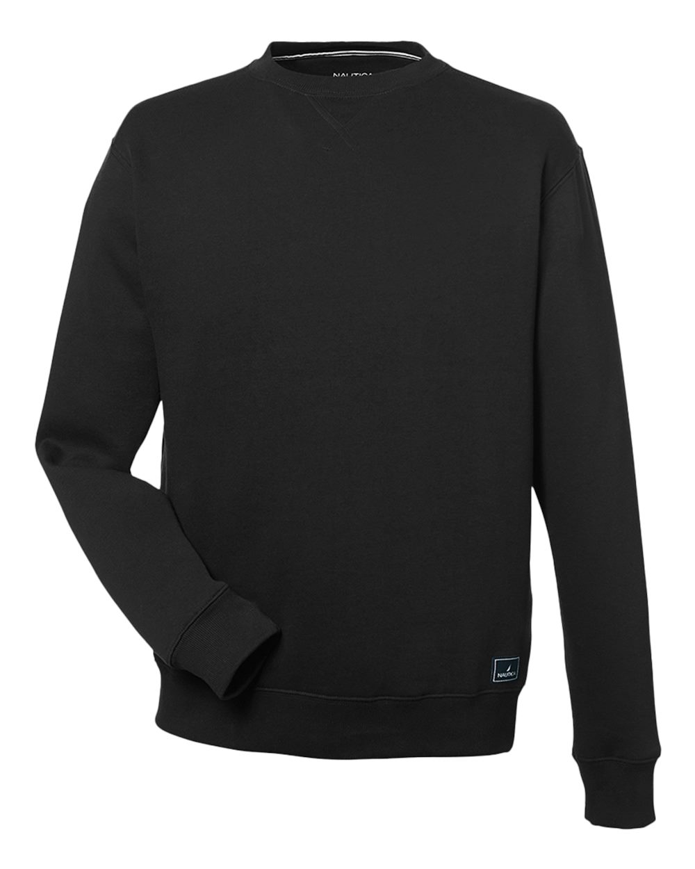 Front View of Black Anchor Fleece Crewneck Sweatshirt - N17175