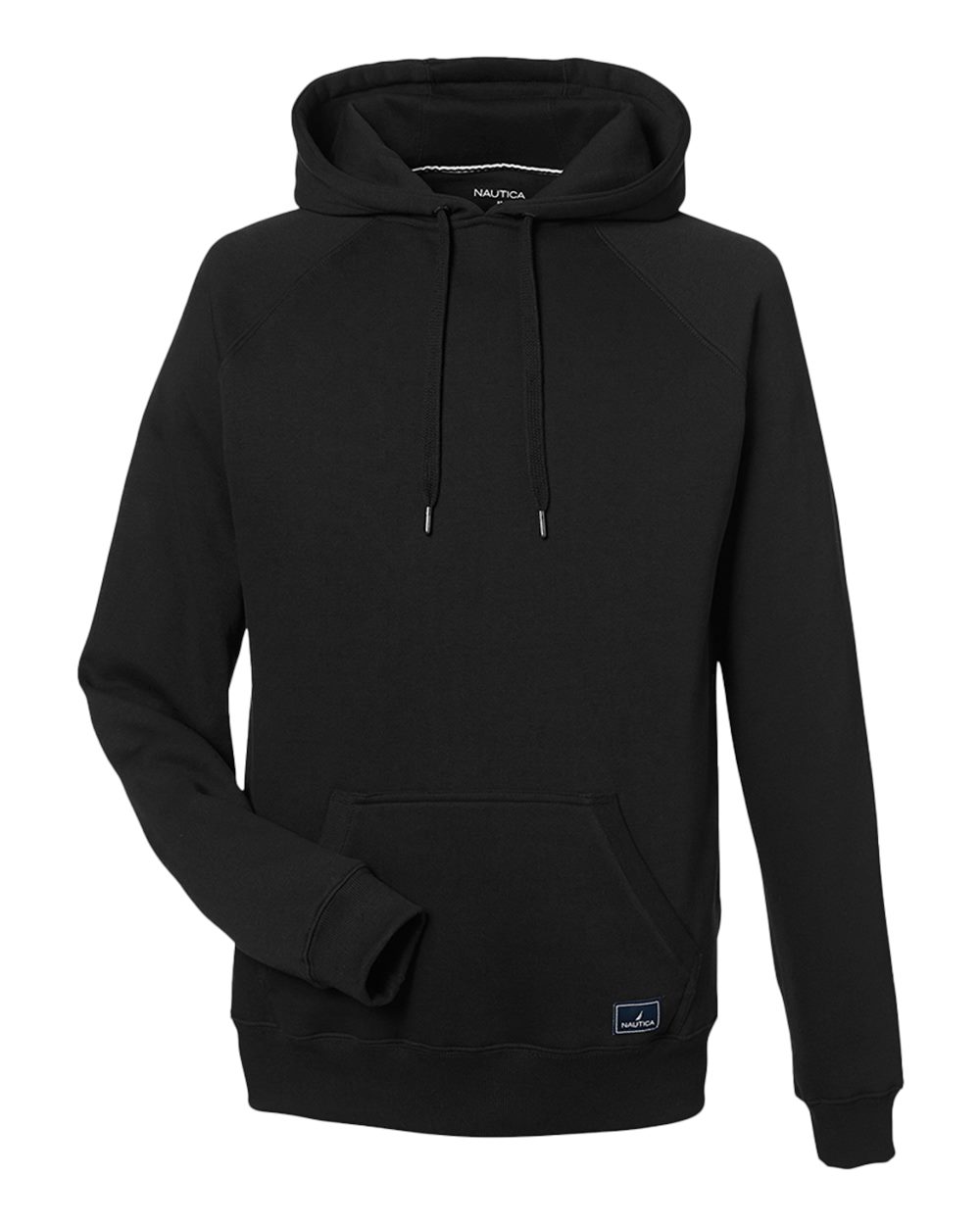 Front View of Black Anchor Fleece Hooded Sweatshirt - N17199