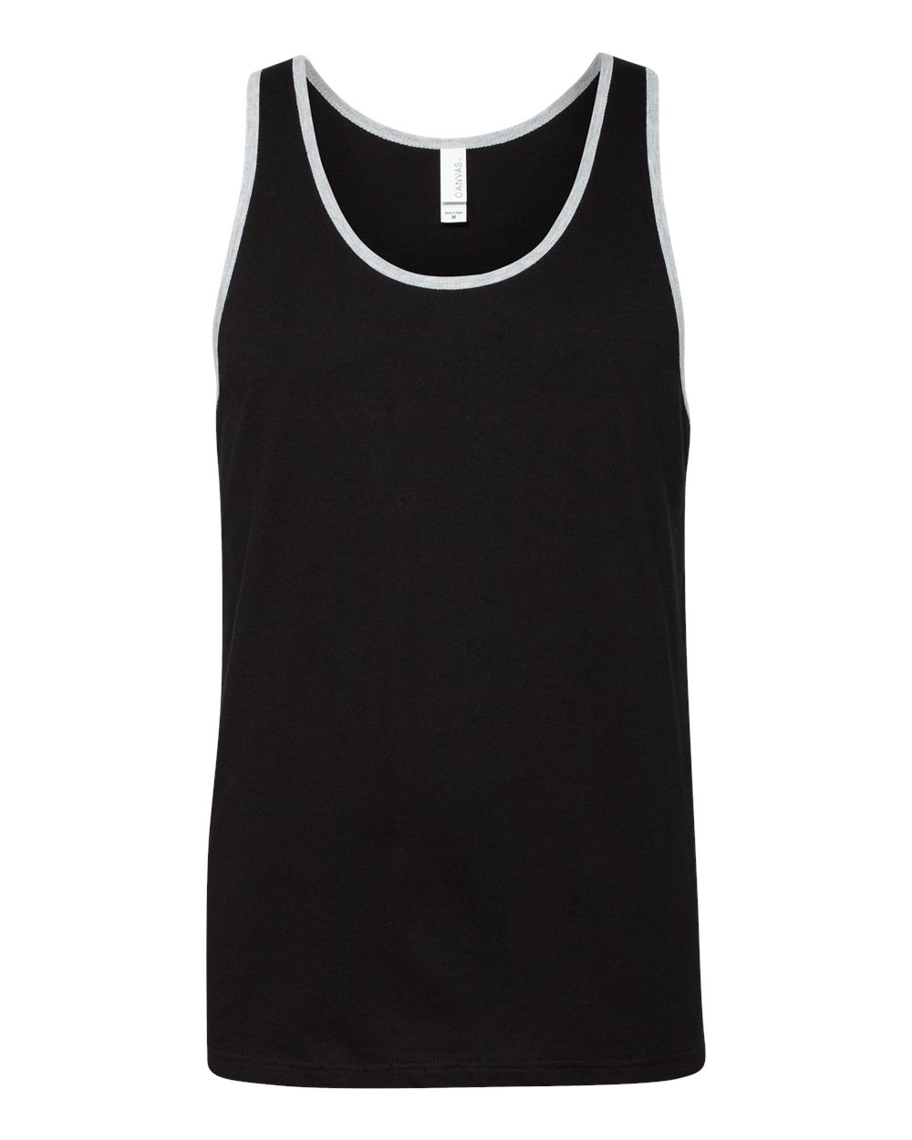Front View of Black/ Athletic Heather Jersey Tank - 3480