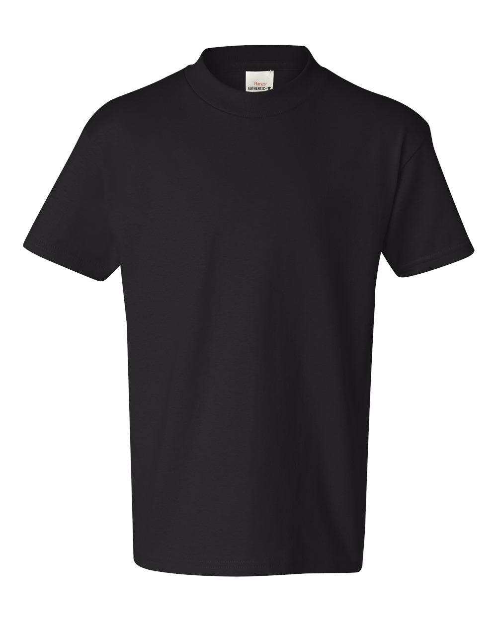 Front View of Black Authentic Youth T-Shirt - 5450