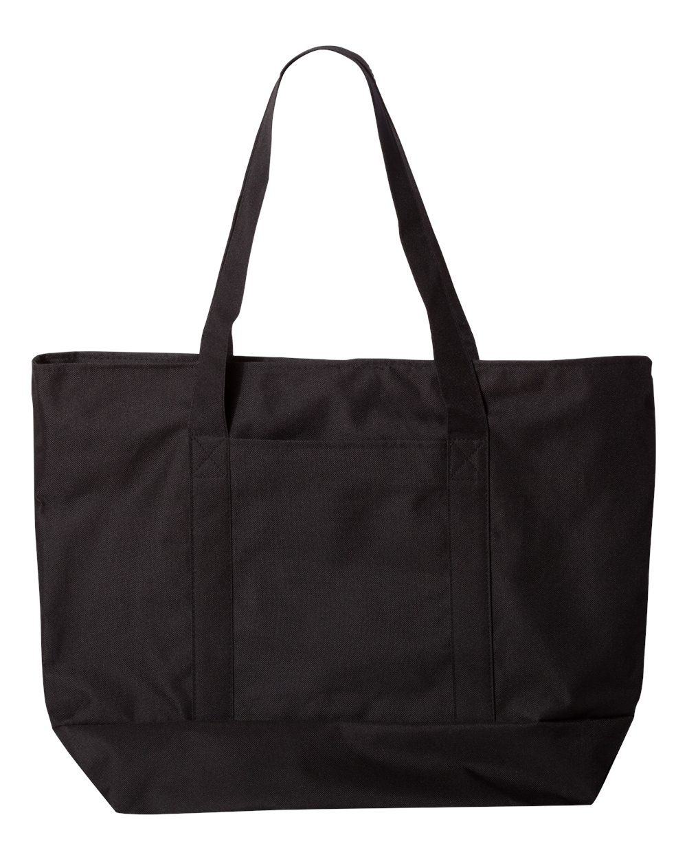 Front View of Black/ Black Bay View Giant Zippered Tote - 7006