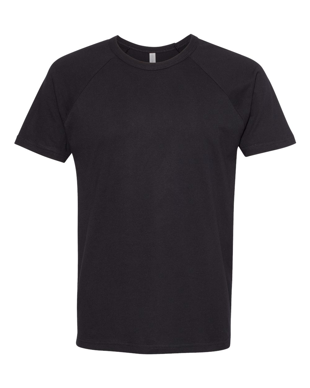 Front View of Black/ Black Cotton Raglan T-Shirt - 3650