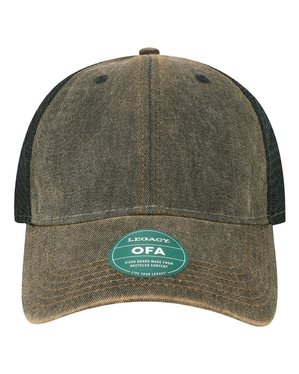 Front View of Black/ Black Old Favorite Trucker Cap - OFA