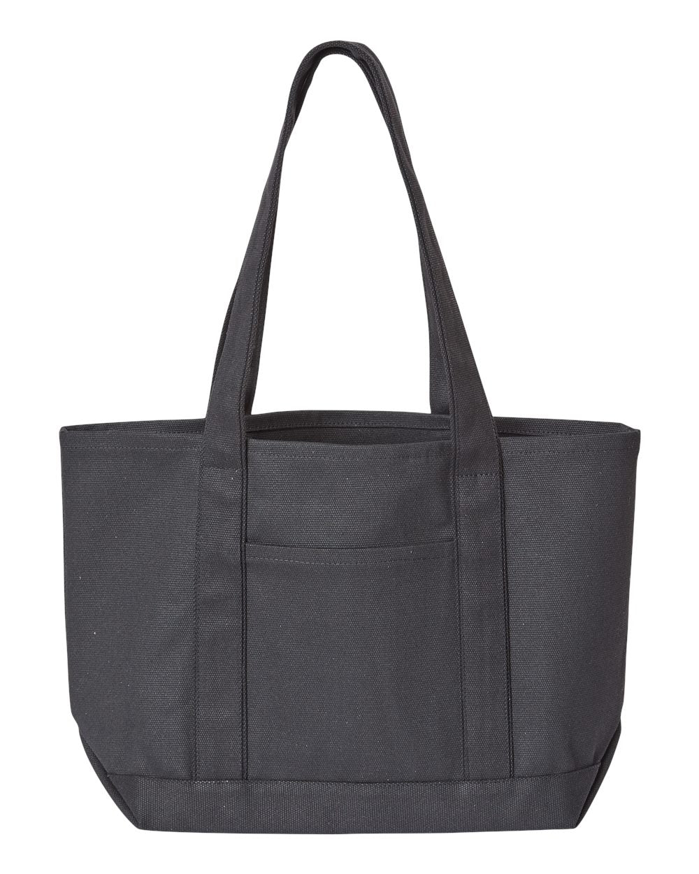 Front View of Black/ Black Windward Large Cotton Canvas Classic Resort Tote - 8871