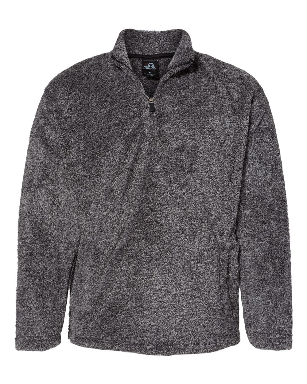 Front View of Black Boundary Shag Frosty Sherpa Quarter-Zip Pullover - 8464