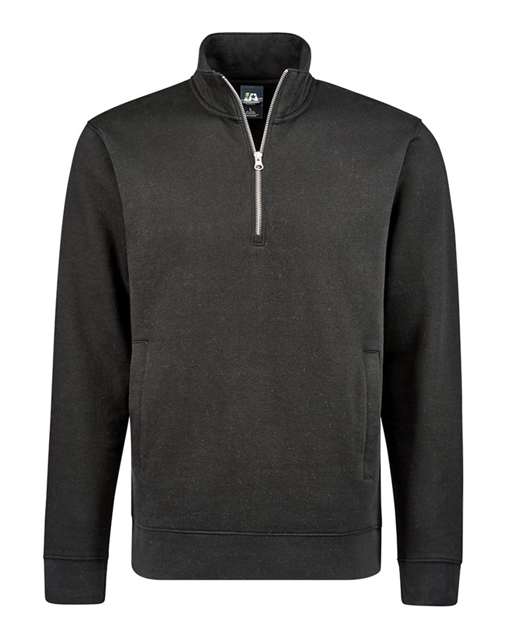 Front View of Black BTB Fleece Quarter-Zip Sweatshirt - 8722