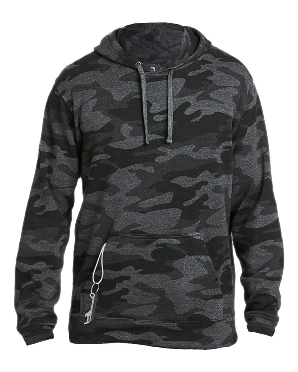 Front View of Black Camo Heather Tailgate Hooded Sweatshirt - 8815