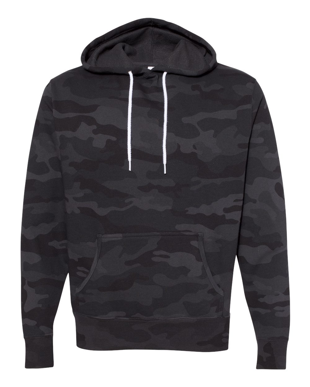 Front View of Black Camo Lightweight Hooded Sweatshirt - AFX90UN