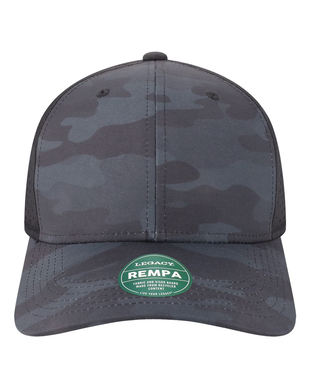 Front View of Black Camo Reclaim Mid-Pro Adjustable Cap - REMPA