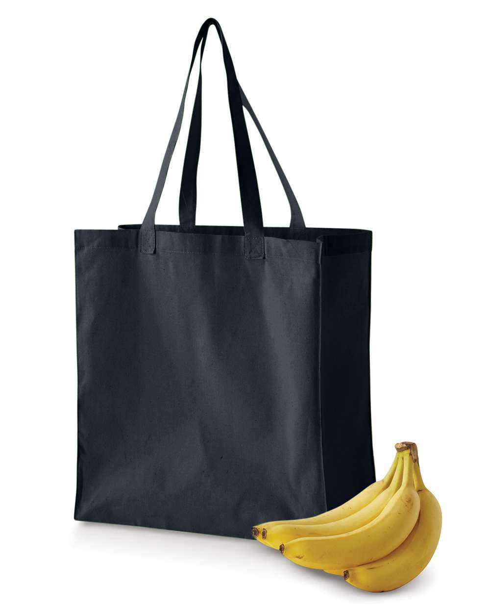 Front View of Black Canvas Grocery Tote - BE055