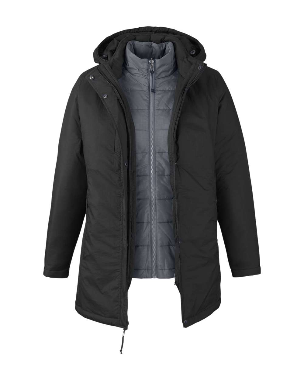 Front View of Black/ Carbon Women's Inspire 3-in-1 Jacket with Insulated Liner - CE725W