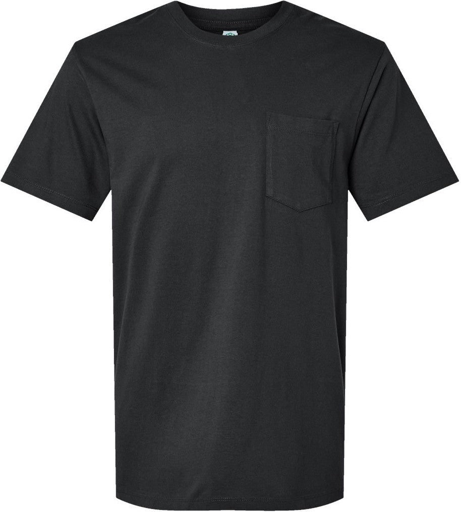 Front View of Black Classic Pocket T-Shirt - 210