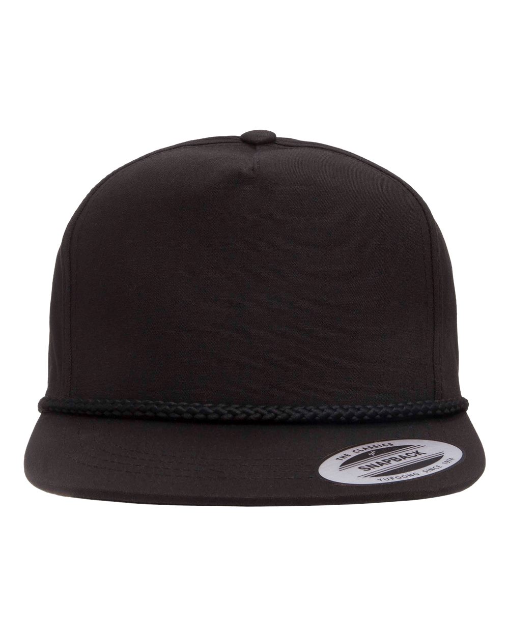 Front View of Black Classic Poplin Golf Cap - 6002YP