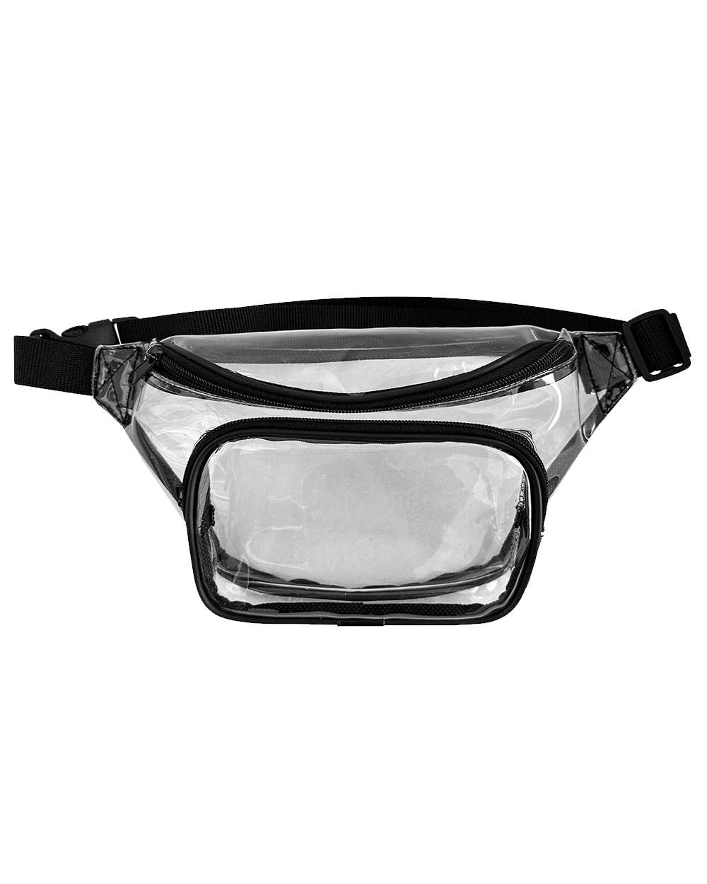 Front View of Black Clear Fanny Pack - 5772