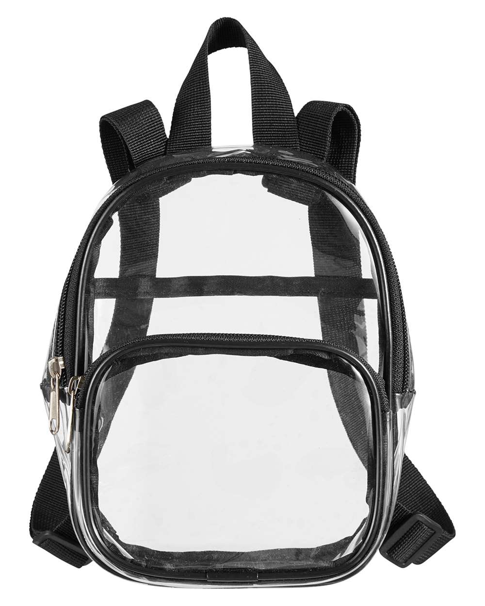 Front View of Black Clear PVC Mini Backpack - BE268