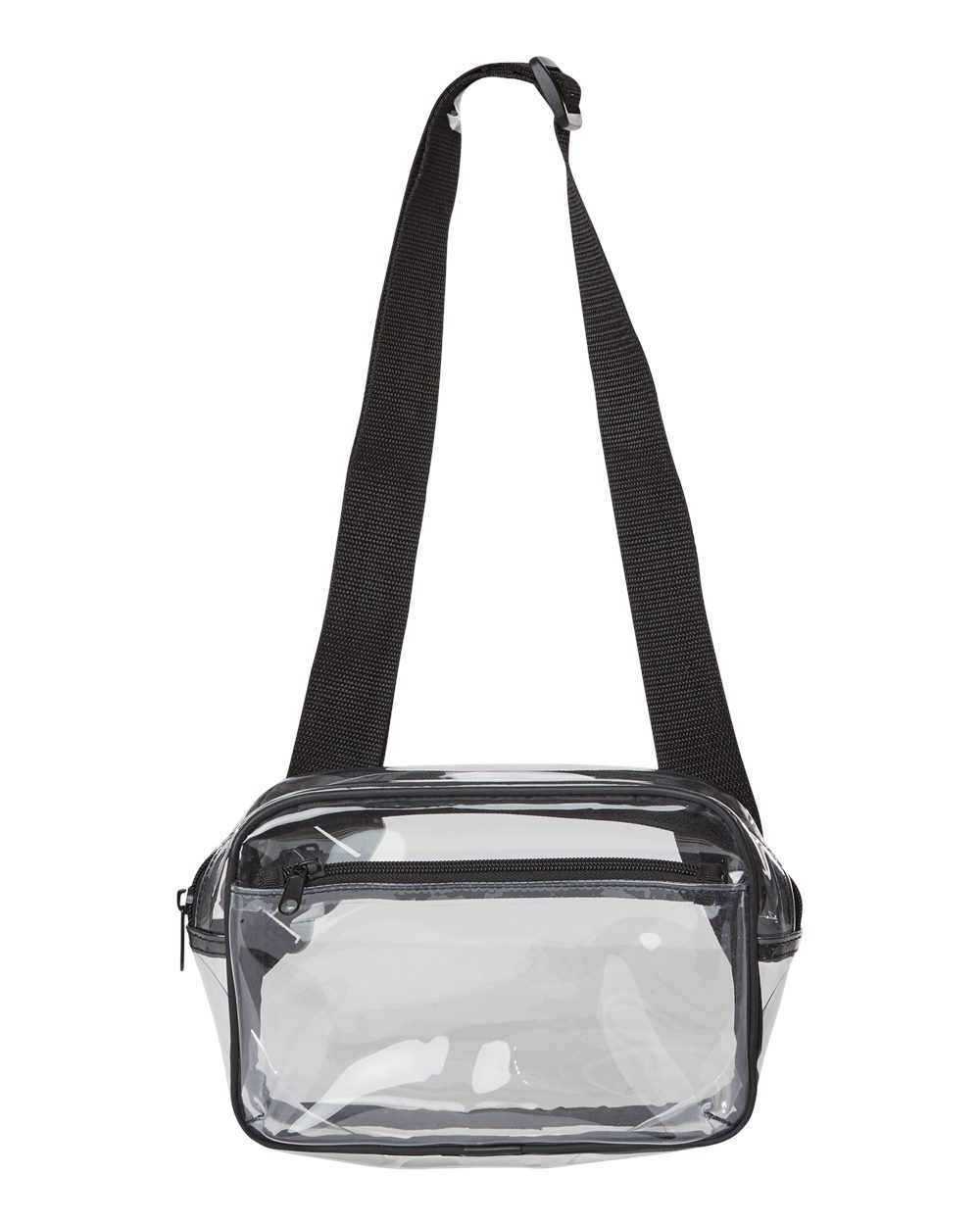 Front View of Black Clear Stadium 2-Pocket Fanny Pack/Crossbody Bag - 5778