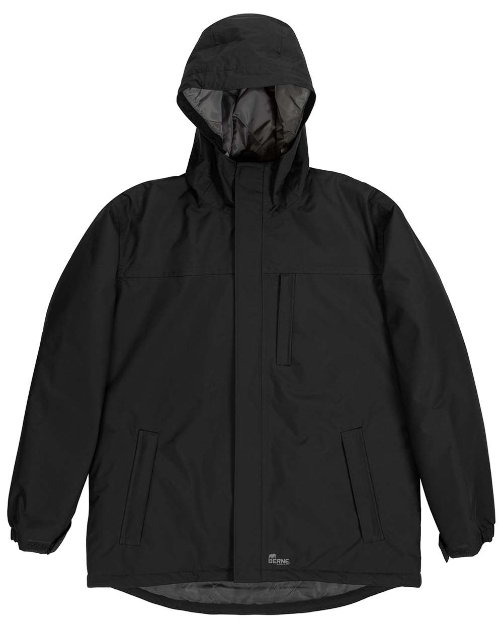 Front View of Black Coastline Waterproof Storm Jacket - RJ27