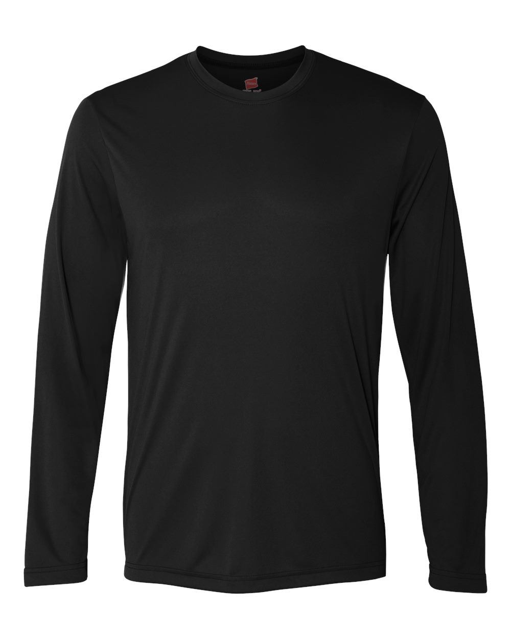 Front View of Black Cool DRI® Long Sleeve Performance T-Shirt - 482L