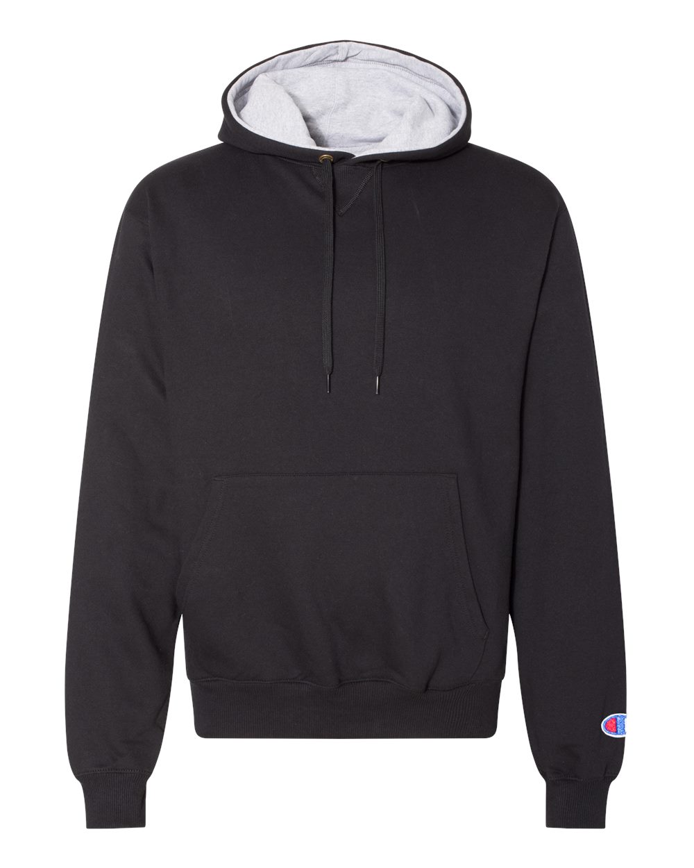 Front View of Black Cotton Max Hooded Sweatshirt - S171