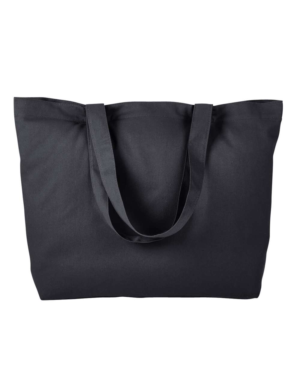 Front View of Black Cotton Twill Horizontal Shopper - BE102
