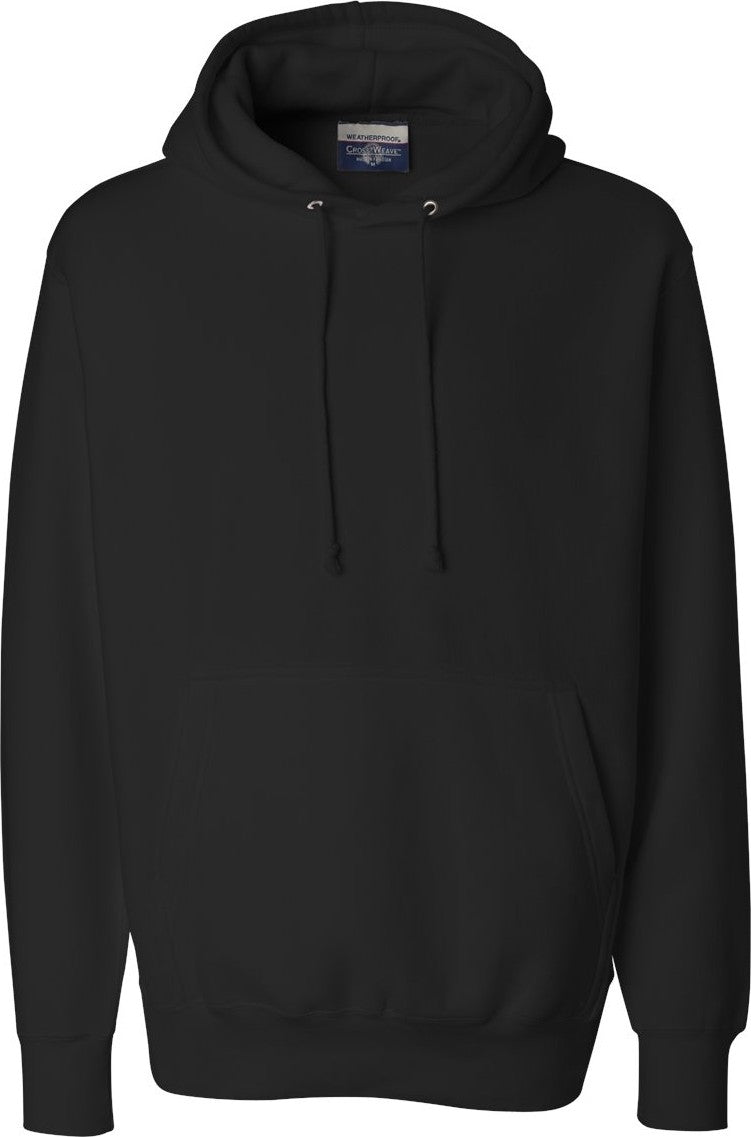 Front View of Black Cross Weave™ Hooded Sweatshirt - 7700