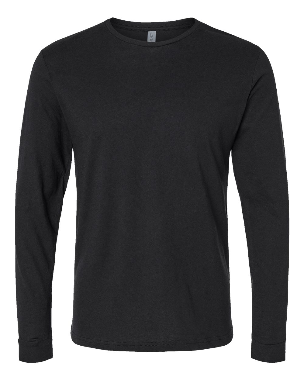Front View of Black CVC Long Sleeve T-Shirt - 6211