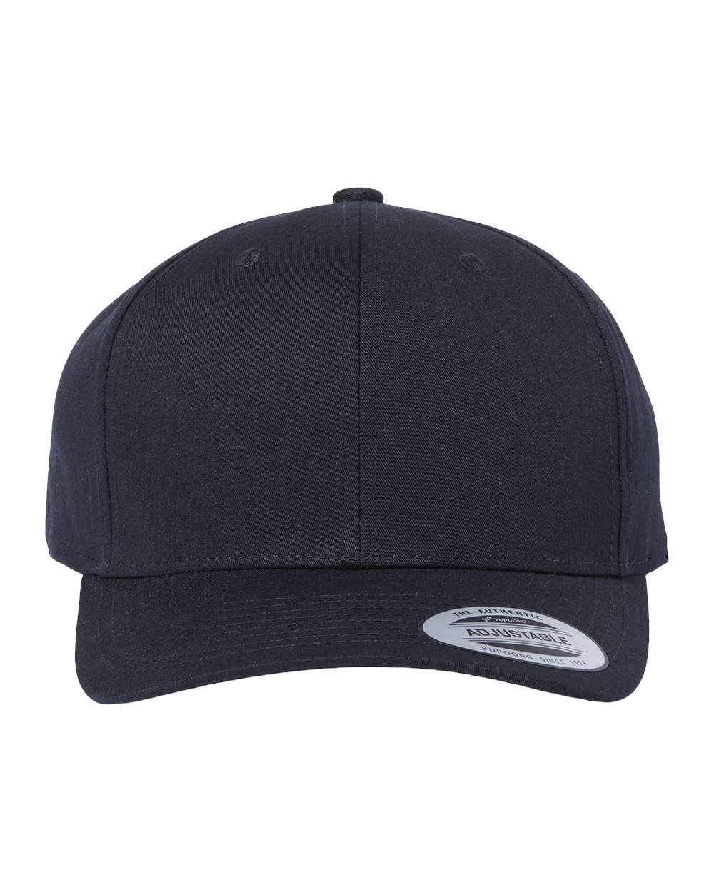 Front View of Black CVC Snapback Cap - 6389