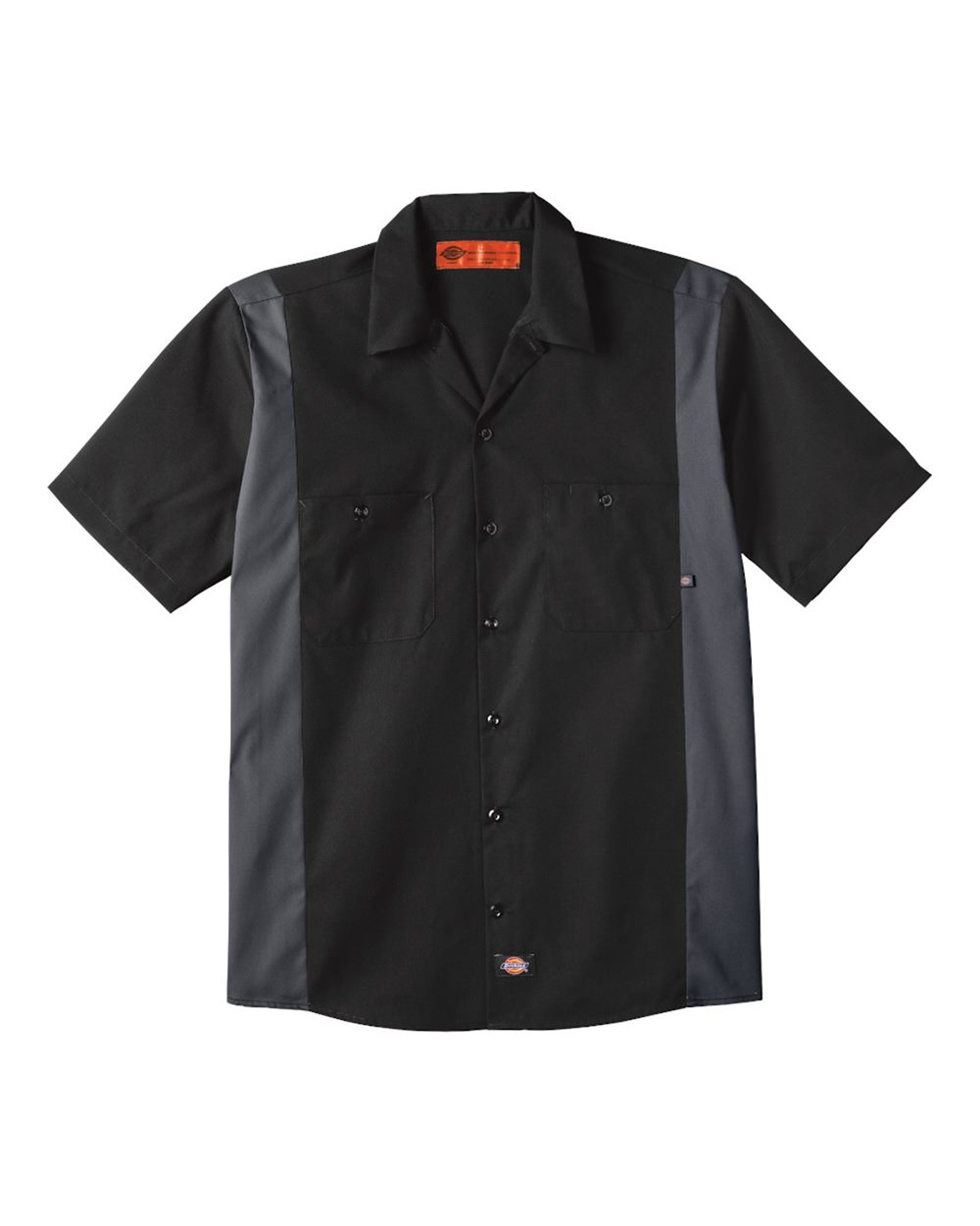Front View of Black/ Dark Charcoal Industrial Colorblocked Short Sleeve Shirt - Tall Sizes - LS524T