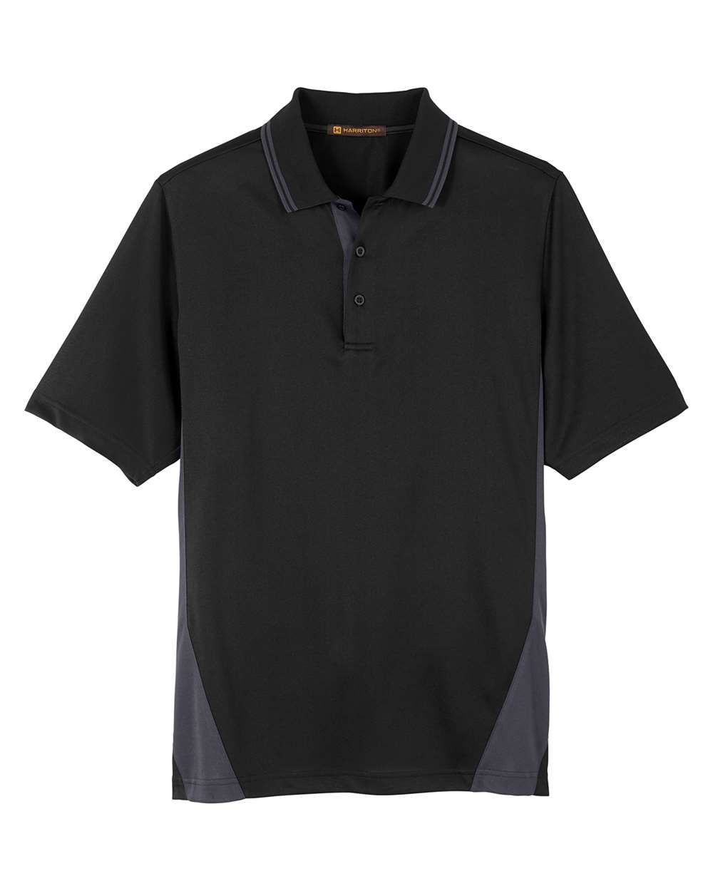 Front View of Black/ Dark Charcoal Men's Tall Flash Snag Protection Plus IL Colorblock Polo - M386T