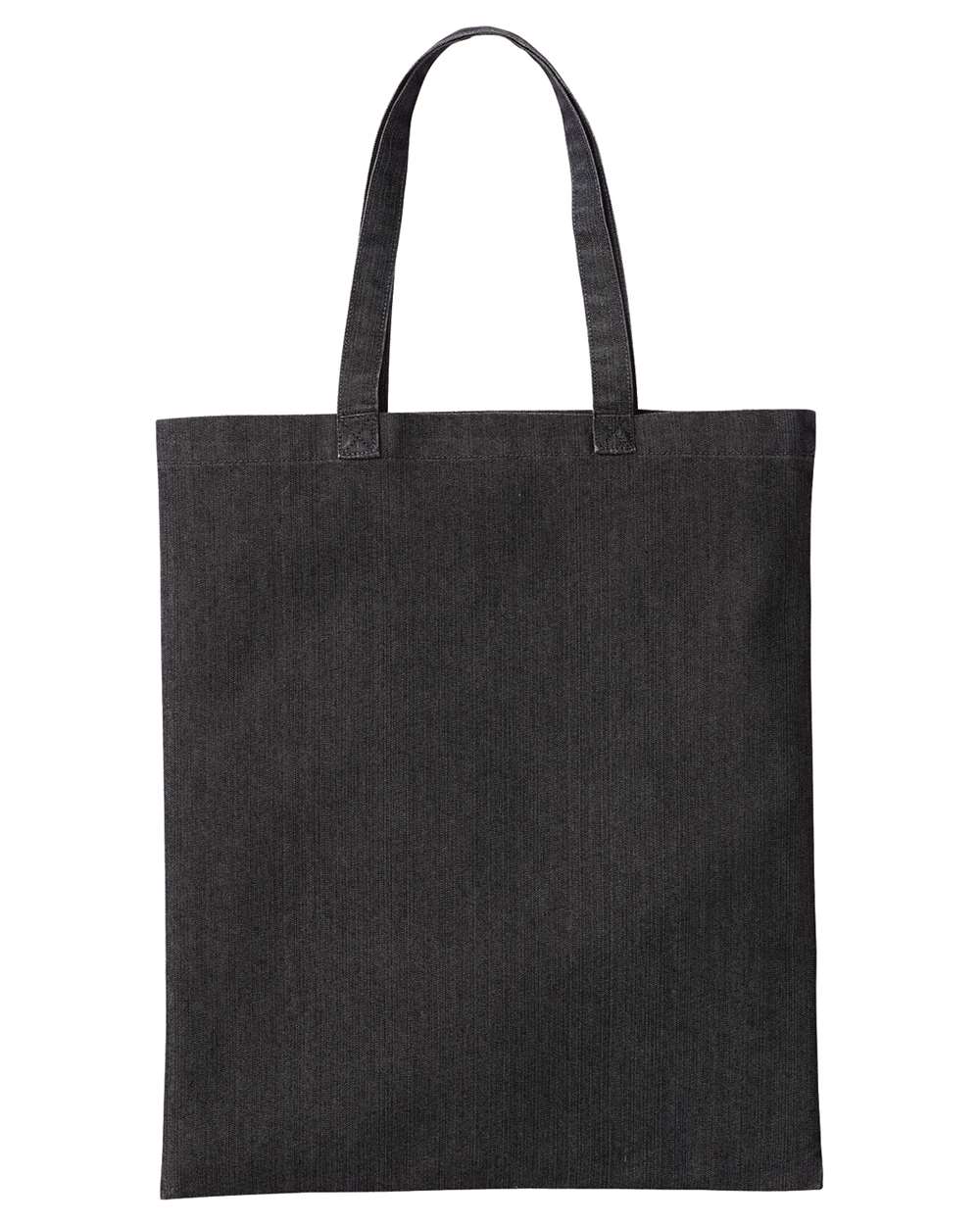 Front View of Black Denim Denim Tote Bag - RP998