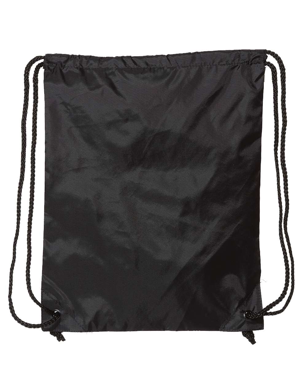 Front View of Black Drawstring Pack with DUROcord - 8881