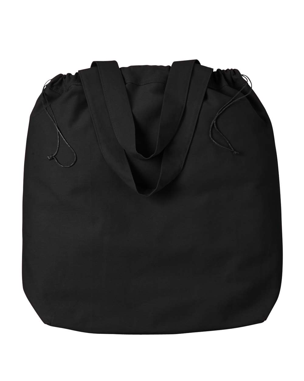 Front View of Black Drawstring Tote Bag - BE087