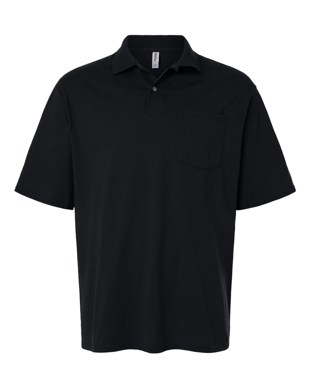 Front View of Black Dri-Power® Polo with Pocket - 436MP