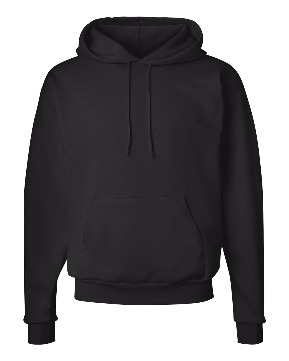 Front View of Black Ecosmart® Hooded Sweatshirt - P170