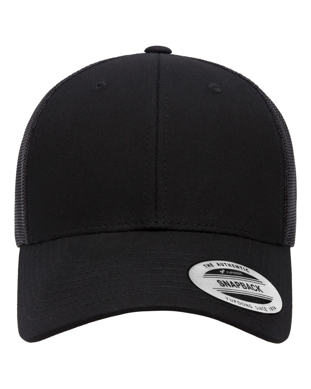 Front View of Black Elite Cap - 6601