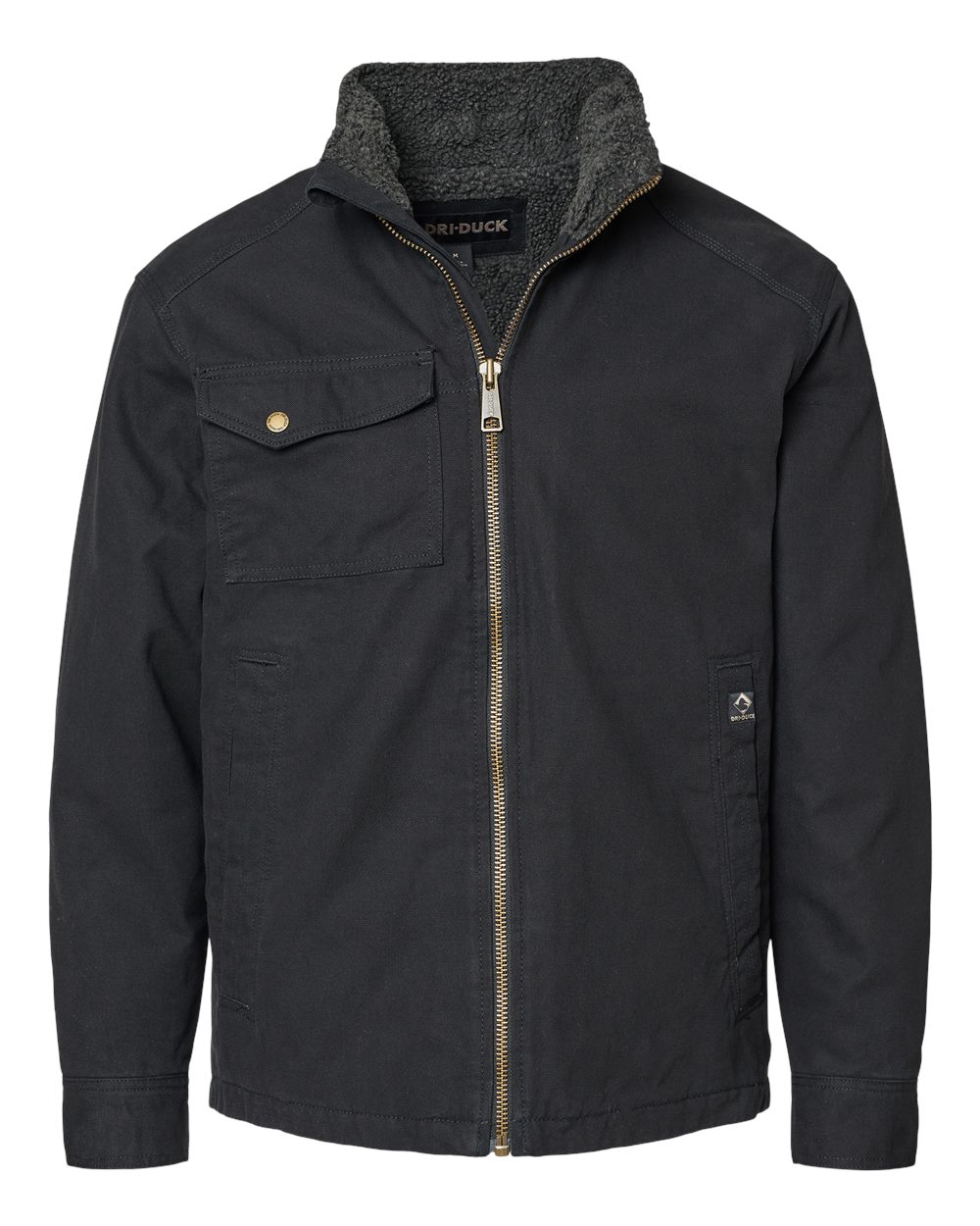 Front View of Black Endeavor Canyon Cloth™ Canvas Jacket with Sherpa Lining - 5037