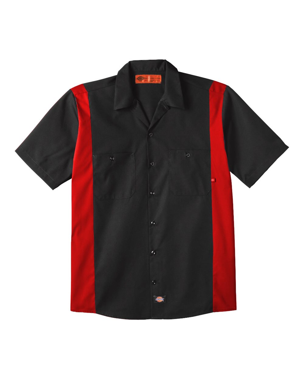 Front View of Black/ English Red Industrial Colorblocked Short Sleeve Shirt - Tall Sizes - LS524T