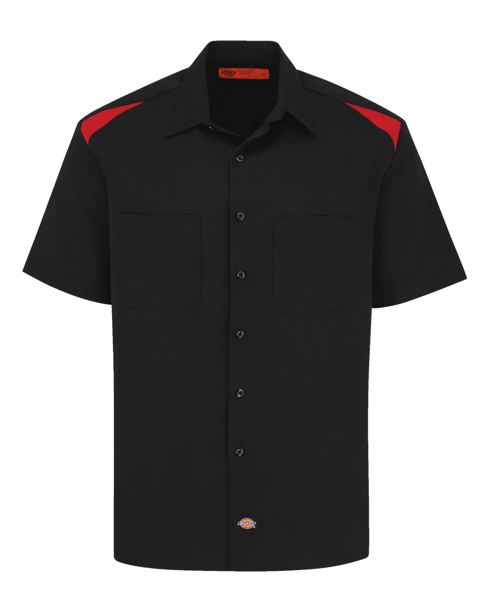 Front View of Black/ English Red Short Sleeve Performance Team Shirt - 05