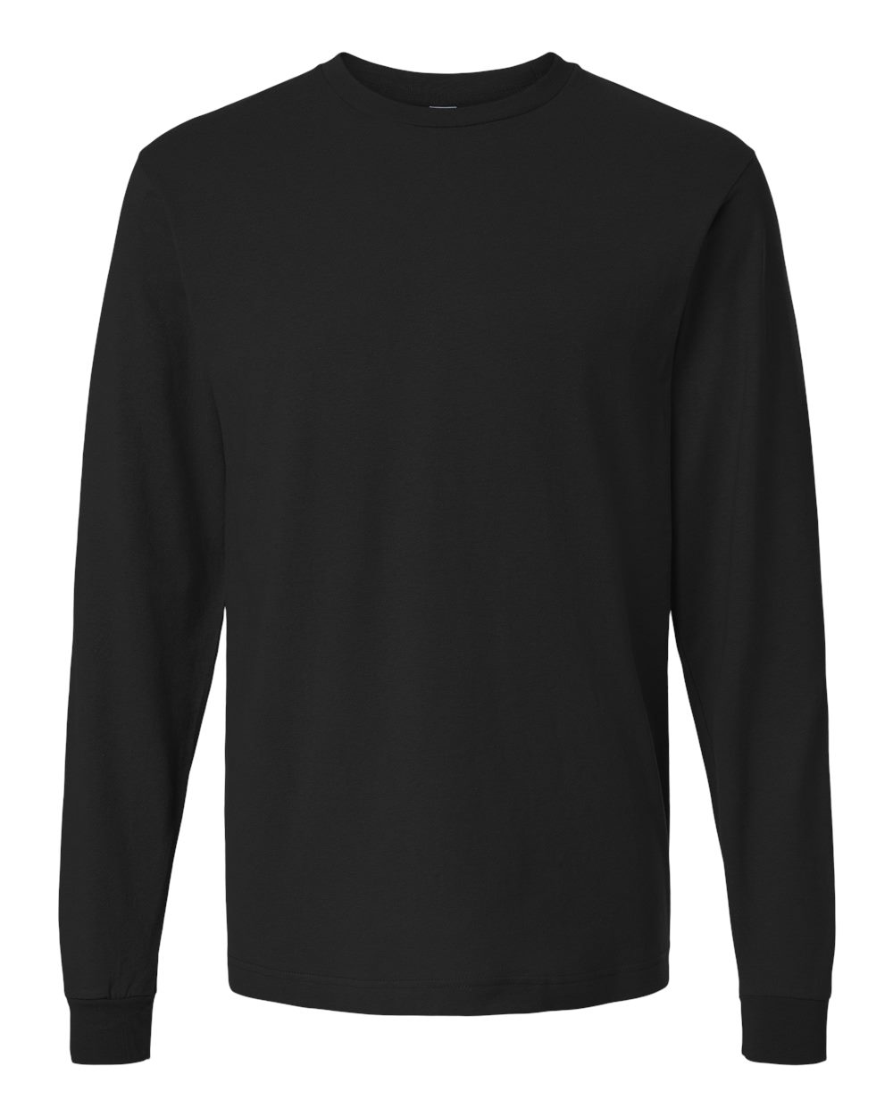 Front View of Black Fine Jersey Long Sleeve T-Shirt - 202LS