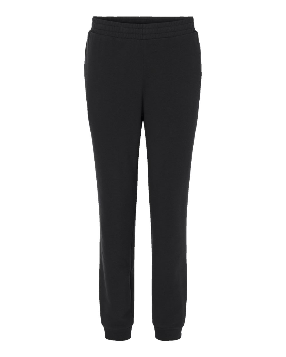 Front View of Black Fleece Joggers - A436