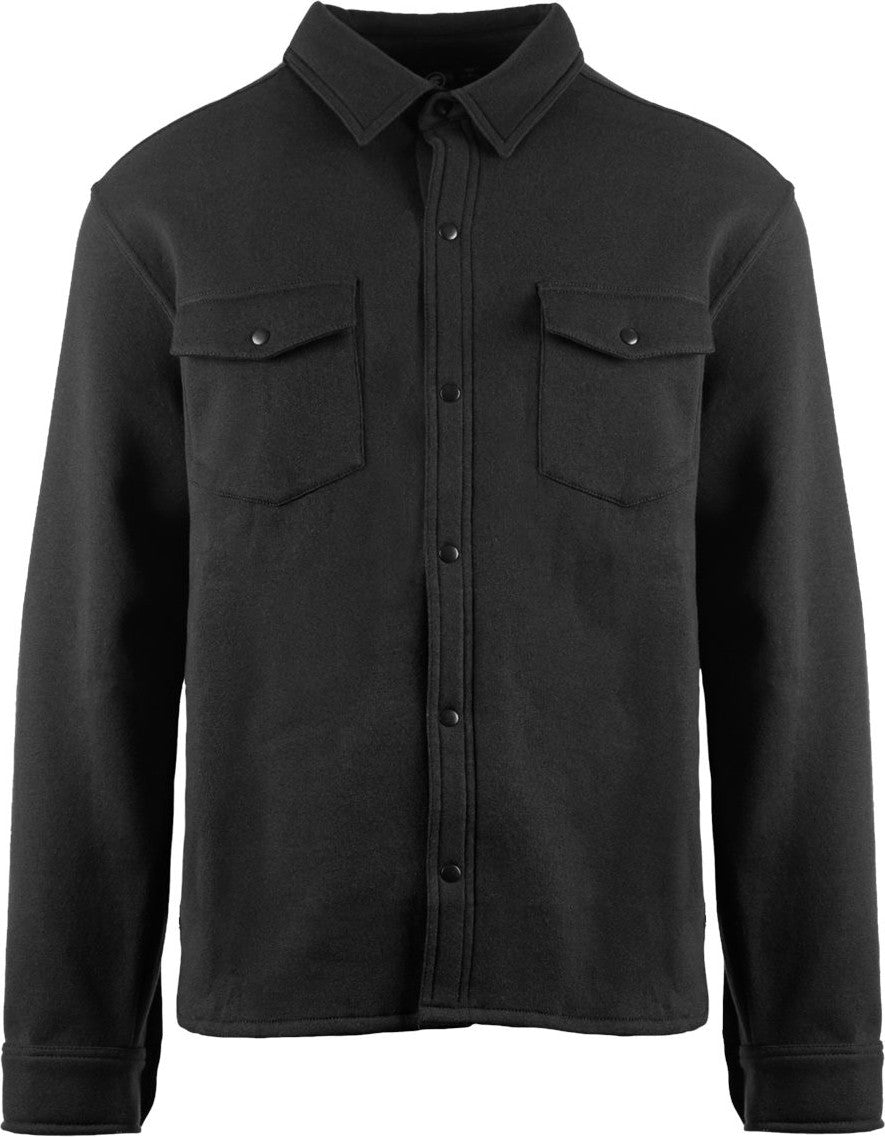 Front View of Black Fleece Snap Jacket - 8760